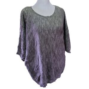 DKNY Jeans Gray Oversized Tunic Top  Women's Large Asymmetrical Hanky Hem Campy